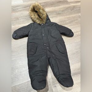 Rothschild 3 6 Month Black Snowsuit with Faux Fur Hood